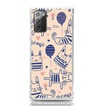 Cute Cats Doodle Seamless Pattern With Funny Characters Samsung Galaxy Note 20 TPU UV Case Front