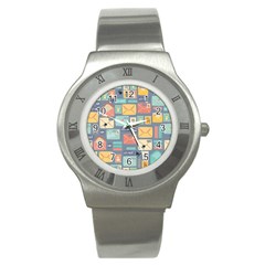 Pattern Postal Stationery Stainless Steel Watch by Simbadda