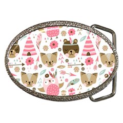 Pink Animals Pattern Belt Buckles by Simbadda