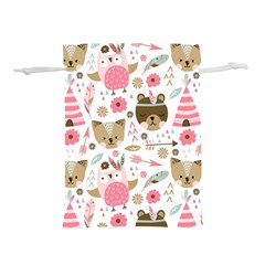 Pink Animals Pattern Lightweight Drawstring Pouch (s) by Simbadda