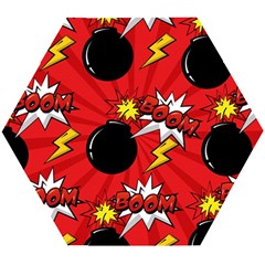 Pop Art Comic Pattern Bomb Boom Explosion Background Wooden Puzzle Hexagon by Simbadda