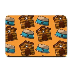 Pet House Bowl Food Seamless Pattern Small Doormat by Simbadda