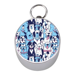 Dogs Seamless Pattern Mini Silver Compasses by Simbadda