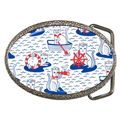 Nautical Cats Seamless Pattern Belt Buckles by Simbadda