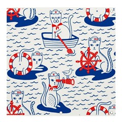 Nautical Cats Seamless Pattern Banner And Sign 4  X 4  by Simbadda