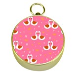 Swan Pattern Elegant Style Gold Compasses Front