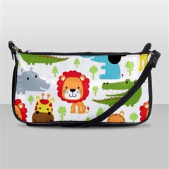 Seamless Pattern Vector With Animals Cartoon Shoulder Clutch Bag by Simbadda