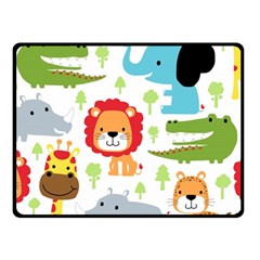 Seamless Pattern Vector With Animals Cartoon Fleece Blanket (small) by Simbadda