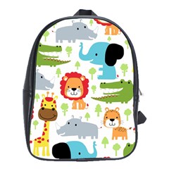 Seamless Pattern Vector With Animals Cartoon School Bag (xl) by Simbadda