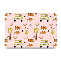 Cute Tiger Car Safari Seamless Pattern Small Doormat by Simbadda