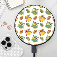 Background-with-owls-leaves-pattern Wireless Fast Charger(black) by Simbadda