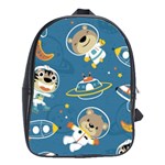 Seamless-pattern-funny-astronaut-outer-space-transportation School Bag (Large) Front