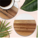 (2) Marble Wood Coaster (Round) Front