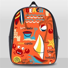 Seamless Pattern Vector Beach Holiday Theme Set School Bag (large) by Simbadda