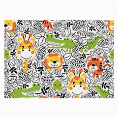 Seamless Pattern With Wildlife Cartoon Large Glasses Cloth by Simbadda