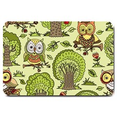 Seamless Pattern With Trees Owls Large Doormat by Simbadda