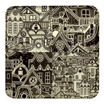 Four Hand Drawn City Patterns Square Glass Fridge Magnet (4 pack) Front