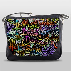 Graffiti Word Seamless Pattern Messenger Bag by Simbadda