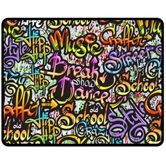 Graffiti Word Seamless Pattern Two Sides Fleece Blanket (medium) by Simbadda