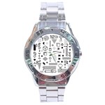 Pattern Hipster Abstract Form Geometric Line Variety Shapes Polkadots Fashion Style Seamless Stainless Steel Analogue Watch Front