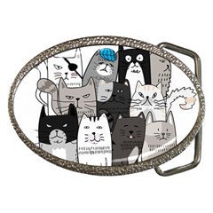 Cute Cat Hand Drawn Cartoon Style Belt Buckles by Simbadda