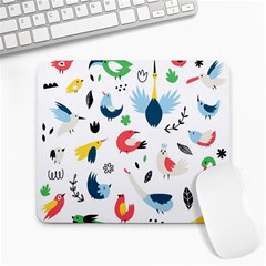 Vector Set Isolates With Cute Bird Scandinavian Style Large Mousepad by Simbadda