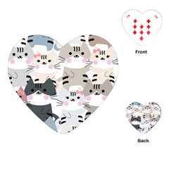 Cute Cat Couple Seamless Pattern Cartoon Playing Cards Single Design (heart) by Simbadda