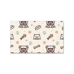 Pug-dog-cat-with-bone-fish-bones-paw-prints-ball-seamless-pattern-vector-background Sticker Rectangular (10 Pack) by Simbadda