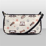 Pug-dog-cat-with-bone-fish-bones-paw-prints-ball-seamless-pattern-vector-background Shoulder Clutch Bag Front