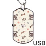 Pug-dog-cat-with-bone-fish-bones-paw-prints-ball-seamless-pattern-vector-background Dog Tag USB Flash (Two Sides) Front