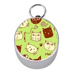 Cute-hand-drawn-cat-seamless-pattern Mini Silver Compasses Front