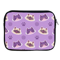 Cute-colorful-cat-kitten-with-paw-yarn-ball-seamless-pattern Apple Ipad 2/3/4 Zipper Cases by Simbadda