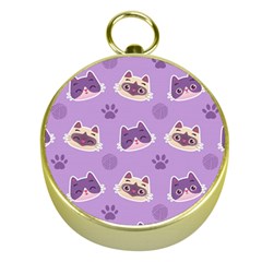 Cute-colorful-cat-kitten-with-paw-yarn-ball-seamless-pattern Gold Compasses by Simbadda