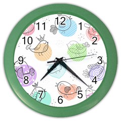 Cartoon-bird-cute-doodle-bird Color Wall Clock by Simbadda