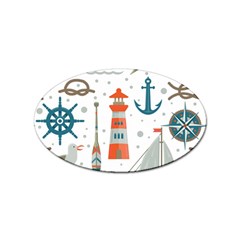 Nautical-elements-pattern-background Sticker Oval (100 Pack) by Simbadda