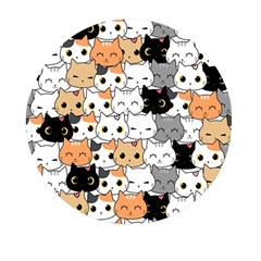 Cute-cat-kitten-cartoon-doodle-seamless-pattern Mini Round Pill Box (pack Of 5) by Simbadda