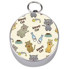 Happy-cats-pattern-background Silver Compasses by Simbadda