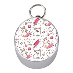 Cute-animals-seamless-pattern-kawaii-doodle-style Mini Silver Compasses by Simbadda