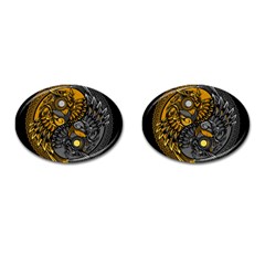 Yin-yang-owl-doodle-ornament-illustration Cufflinks (oval) by Simbadda