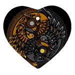 Yin-yang-owl-doodle-ornament-illustration Heart Ornament (Two Sides) Back