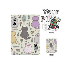 Funny Cartoon Cat Seamless Pattern Playing Cards 54 Designs (mini) by Simbadda