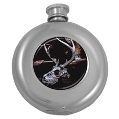 Deer Skull Round Hip Flask (5 Oz) by MonfreyCavalier