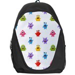 Seamless-pattern-cute-funny-monster-cartoon-isolated-white-background Backpack Bag Front