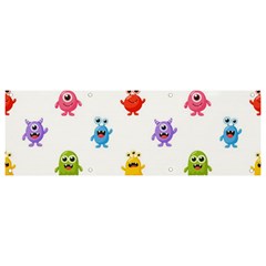 Seamless-pattern-cute-funny-monster-cartoon-isolated-white-background Banner And Sign 9  X 3  by Simbadda