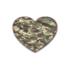 Camouflage Design Rubber Coaster (heart) by Excel