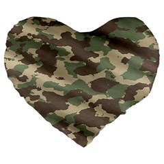 Camouflage Design Large 19  Premium Heart Shape Cushions by Excel