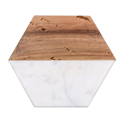 Camouflage Design Marble Wood Coaster (hexagon)  by Excel