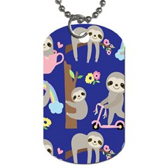 Hand-drawn-cute-sloth-pattern-background Dog Tag (one Side) by Simbadda