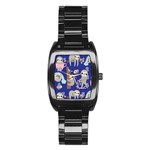 Hand-drawn-cute-sloth-pattern-background Stainless Steel Barrel Watch Front