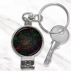 Mathematical-colorful-formulas-drawn-by-hand-black-chalkboard Nail Clippers Key Chain by Simbadda